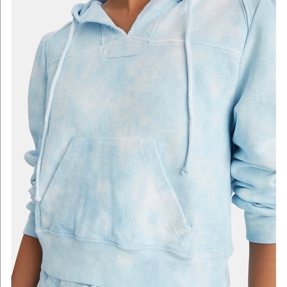 LoveShackFancy Kirby Cropped Tie Dye Hoodie Sweatshirt Pale Blue Size S - Picture 4 of 14